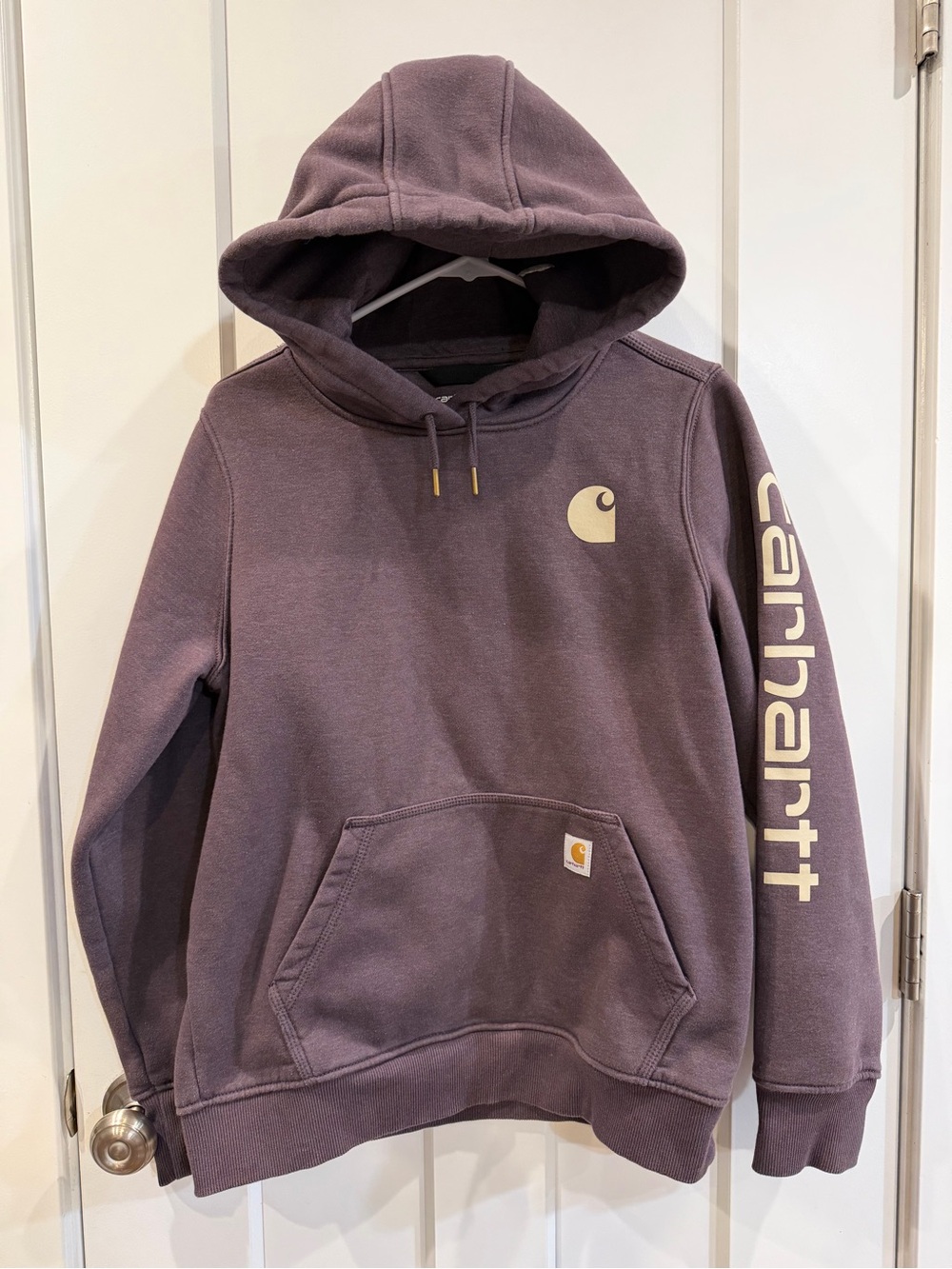 CARHARTT Women's Clarksburg Logo Sleeve Graphic Pullover Hoodie Size Medium